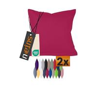 npluseins Juego doble de fundas de cojín de algodón - Moderna decoración del hogar en diseño sencillo 317.361, 50 x 50 cm, Burdeos
