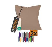 npluseins Juego doble de fundas de cojín de algodón - Moderna decoración del hogar en diseño sencillo 317.361, 40 x 40 cm, Arena