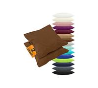 npluseins Pack de 2 fundas de almohada de algodón de algodón en diseño liso, 40 x 60 cm, color chocolate