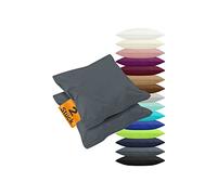 npluseins Pack de 2 fundas de almohada de algodón de punto en diseño liso 1179.1539, aprox. 40 x 15 cm, color antracita