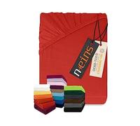 npluseins Sábana bajera clásica, disponible en 34 colores modernos y 6 tamaños diferentes, 100% algodón, 200 x 220 cm, color rojo