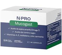 NPRO Mucogast - 60 Perlas de Aceite de Espino Amarillo y Comino Negro con Zinc Carnosina, Vitaminas A y E - Cuida y Repara la Mucosa Gástrica e Intestinal - Suplemento Natural Antiulceroso