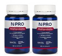 NPro Multiprobiota - Pack Ahorro 2 x 30 Cápsulas - Probiótico con 18 Cepas Bacterianas y 15.000 Millones de Microorganismos por Cápsula - Apoya el Equilibrio Intestinal y la Función Digestiva
