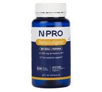 NPro SALUD INTESTINAL Betaindigest 90 Cápsulas - Betaína HCl 485mg + Pepsina Vegetal - Ayuda en Digestión de Proteínas, Reflujo Gástrico e Hipoclorhidria, Mejora Absorción Nutricional