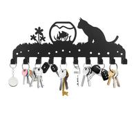 NPSPVOK Colgador Llaves Pared Negro, Gancho Cuelga Llaves Pared Metálico con 10 Ganchos, Colgador de Llavess, Decorativo organizador para pasillo, entrada, sala de estar y dormitorio