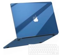 NPUOLS Funda para MacBook Air 13,6 Pulgadas M4 M3 M2 2025 2024 2022 A3240 A3113 A2681, Transparente Plástico Dura Protectora Fina Resistente + Cubierta de Teclado TPU EU，Cristal Medianoche