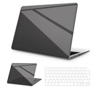 NPUOLS Funda para MacBook Air 13,6 Pulgadas M5 M4 M3 M2 2026-2022 Modelo A3449 A3240 A3113 A2681 con Touch ID, Cristal Plástico Dura Carcasa Protectora Fin Cubierta de Teclado EU, Negro Cristal