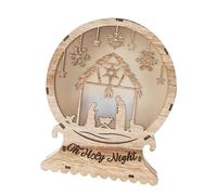 NPXUAMTJ Luz LED de madera para belén 3D, decoración de Navidad, adornos de escritorio de Navidad (pilas no incluidas)