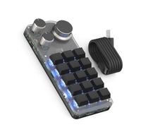 NPYQ Programación Macro Personalizable 15Keys Teclado de 3 Perillas Copia Pastas Mini Botón Teclado para Juegos Mecánico Macropad Teclado de Diseño Compacto