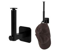 NQEUEPN 2 Piezas Adhesiva Percha para Sombreros de Béisbol, Organizador de Sombreros Pared Estirable Estante Colgador para Sombreros, Soporte para Sombreros para Dormitorio Puerta Armario (Negro)