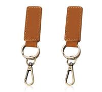 NQEUEPN 2uds Llaveros de Cuero, Doble Anillo Retro Llavero de Coche Llavero Universal Llavero de Cuero Llavero Colgante Adorno Leather Key Ring para Hombres y Mujeres(Marrón)