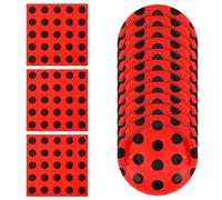 NQEUEPN 40 Piezas de Decoraciones para Fiestas de Mariquita, Platos de Papel de Mariquita Servilletas de Mariquita Juegos de Vajilla para Fiestas para Suministros para Fiestas de Baby Shower