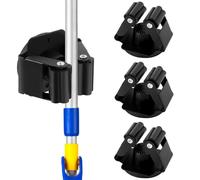 NQEUEPN 4uds Soporte para Escoba y Fregona Colgante, Soporte Magnético para Escoba Soporte para Fregona Resistente Soporte para Escoba Sin Taladro Negro Soporte Pared Fregona para Lavandería Garaje