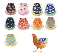 NQEUEPN 9 Piezas Sillín de Pollo, Ropa para Gallinas Impermeable Impreso Chaleco para Gallinas Chaqueta para Aves de Corral Espalda Protección de Plumas Se Adapta a Gallinas Pequeñas y Medianas