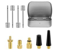 NQEUEPN 9uds Juego de Adaptadores de Válvula de Bicicleta, Adaptador de Válvula de Neumático Bicicleta Latón con Agujas para Bomba Balón Boquilla Inflado Adaptador Inflador Aire para Presta Schrader