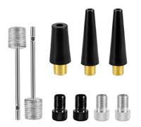 NQEUEPN 9uds Juego de Adaptadores de Válvula de Bicicleta, Adaptador de Válvula de Neumático de Bicicleta de Latón con Boquilla de Inflado de Agujas de Bomba de Bola para Presta Schrader