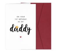 NQEUEPN Tarjeta de Primer Cumpleaños Como mi Papá, Tarjeta de Cumpleaños para Nuevo Papá con Sobre Delicada Tarjeta de Primer Cumpleaños Como mi Papá de Bebé Niño Niña Hijo Hija Regalo para Papá