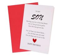 NQEUEPN Tarjetas de Cumpleaños para Hijo, A mi Hijo Tarjeta de Feliz Cumpleaños con Sobre para Hijastro Adulto Única Tarjeta de Regalo de Cumpleaños de Mamá Papá Padres (20,7x13,5cm)