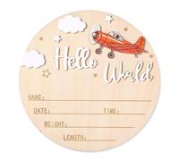NQEUEPN Tarjetas de Hitos Bebe, 15,5cm Letrero de Madera Hola Mundo Placas Bienvenida para Recién Nacidos Placas con el Nombre del Bebé Accesorios Fotos Regalo para Guardería Hospital (Blanco)