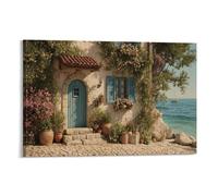 NQHXLRUDC Villa costera Lienzo Artee Cuadro Pared Decoracion Paisaje cultural Cuadro Decoración Lona Sala De Estar Dormitorio Cocina Oficina Hotel Restaurante Baño Bar 20x30inch(50x75cm)