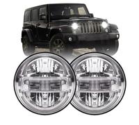 Nqimgv Faro Delantero Para Land Para Rover 90/110 Faro LED | Para Defender 7'' H4 luces de circulación de coches con faros redondos de haz alto y bajo