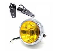 Nqimgv Faro Delantero Vintage Motocicleta Para Sportster Para Chopper Para Bobber Para Royal Para Enfield Para Scrambler Retro Faros De Motocicleta(Chrome-amber-bracket)