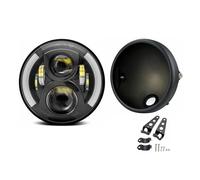 Nqimgv Faro LED Universal Para Motocicleta 7.5 Pulgadas Modificado Haz Alto/bajo DRL Carcasa Negra Mate Con Soporte Faros De Motocicleta(With bracket A)