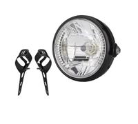 Nqimgv para Cafe para Racer 7 Pulgadas 12V 35W H4 Bombilla Redonda Halógena Faro Motocicleta con Soporte Montaje Lámpara LED Señal Giro 9 Cables Moto Faros Auxiliares
