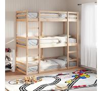 NQJIBUE Artículo-Triple Litera sin colchón 75x190 cm Pequeño Individual Madera maciza Pinos, Camas y Accesorios, Camas y marcos de cama