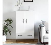 NQJIBUE Item-Highboard de madera de ingeniería de 69,5 x 31 x 115 cm, color blanco brillante, gabinetes y almacenamiento, bufés y aparadores