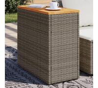 NQJIBUE Item-Mesa auxiliar de jardín con parte superior de madera, color gris, 58 x 27,5 x 55 cm, poliratán