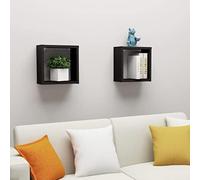NQJIBUE Item-Wall Cube - Estantes de pared (2 unidades, 30 x 15 x 30 cm), color negro