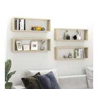 NQJIBUE Item-Wall Cube Shelf 4 piezas de roble Sonoma de 80 x 15 x 26,5 cm, madera de ingeniería, estanterías, estantes de pared y repisas