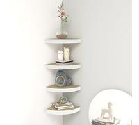 NQJIBUE Item-Wall - Estantes esquineros de pared, 4 unidades, roble y blanco, 25 x 25 x 3,8 cm, MDF, estantes, estantes de pared y repisas