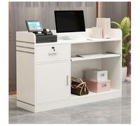 NQNFWCRJ Mostrador de Recepción de Madera Aplicable for Tiendas de Ropa Y de Conveniencia con Una Amplia Encimera con Bandeja Silenciosa for Teclado Y Orificios for La Gestión de Cables