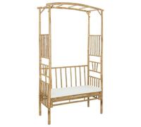 Nqyjm Arco de rosas para exteriores, arco de jardín con banco, blanco crema, 115 x 50 x 205 cm, bambú, plantas trepadoras, arco para decoración de jardín, enrejado, enrejado, enrejado para patio