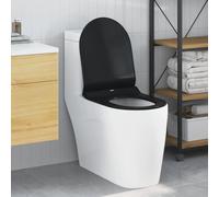 Nqyjm Asiento de inodoro ajustable negro, 50 x 36,5 x 5 cm, polipropileno de alta calidad, calidad estable, gran comodidad, fácil montaje