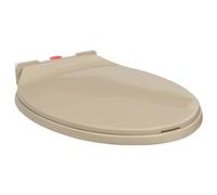 Nqyjm Asiento de inodoro con descenso automático, de liberación rápida, color beige, ovalado, con descenso automático, calidad estable, gran comodidad, fácil montaje