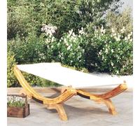 Nqyjm Baño de Sol, Cama de Descanso al aire libre 100x188,5x44 cm Madera Curvada Sólida Crema Tumbona al aire libre, tumbona de playa Relax para Jardín, Terraza, Balcón, Camping