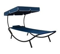 Nqyjm - Baño de sol, cama de descanso al aire libre, con toldo y almohada, color azul, tumbona al aire libre, tumbona de playa, relax para jardín, terraza, balcón y camping