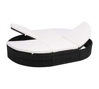 Nqyjm - Baño de sol con dos lados ajustables en 5 posiciones, cama de descanso al aire libre con cojín de resina trenzada, color negro, tumbona al aire libre, tumbona de playa para jardín, terraza