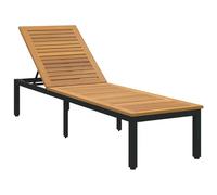 Nqyjm - Baño de sol con respaldo ajustable, tumbona negra, 200 x 55 x 35 cm, madera de acacia maciza, tumbona al aire libre, tumbona de playa, relax para jardín, terraza, balcón