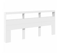 Nqyjm Cabecero de Cama con Estante de Almacenamiento Armario Cabecero de Cama con LED Blanco 220 x 17 x 102 cm para Sommier, Dormitorio, Interior