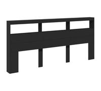 Nqyjm Cabecero de Cama con Estante de Almacenamiento Armario Cabecero de Cama con LED Negro 220 x 17 x 102 cm para Sommier, Dormitorio, Interior