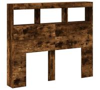 Nqyjm Cabecero de Cama con Estante de Almacenamiento Armario Cabecero de Cama con LED roble ahumado 120 x 17 x 102 cm para Sommier, Dormitorio, Interior