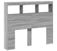 Nqyjm Cabecero de Cama con Estante de Almacenamiento Armario Cabecero de Cama con LED Sonoma Gris 120x17x102 cm para Sommier, Dormitorio, Interior