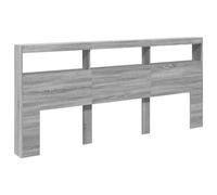 Nqyjm Cabecero de Cama con Estante de Almacenamiento Armario Cabecero de Cama con LED Sonoma Gris 220x17x102 cm para Sommier, Dormitorio, Interior