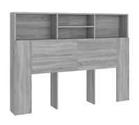 Nqyjm Cabecero de Cama con Estante de Almacenamiento Armario de cabecera Sonoma Gris 140 x 19 x 103,5 cm para Sommier, Dormitorio, Interior