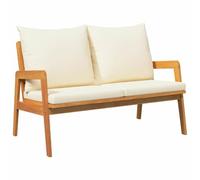 Nqyjm Conjunto Bistro 2 pcs Aceite Natural Madera de Acacia Sólida Set de Muebles de Mesa y Sillas,para Terraza,Tipo Bistró,Balcones Pequeños Modelo Mesa +Banco Color del cojín Crema