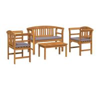 Nqyjm Conjunto de salón Rosa del jardín 4 pcs Madera de Acacia Sólida Conjunto Terraza Resistente a la Intemperie y Combinable, para Patio terraza 1x Banco + 2X sillas + 1x Mesa Gris Oscuro